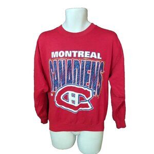 Vintage 90s Montreal Canadiens Sweatshirt Big Print Chalk Line Adult Medium
